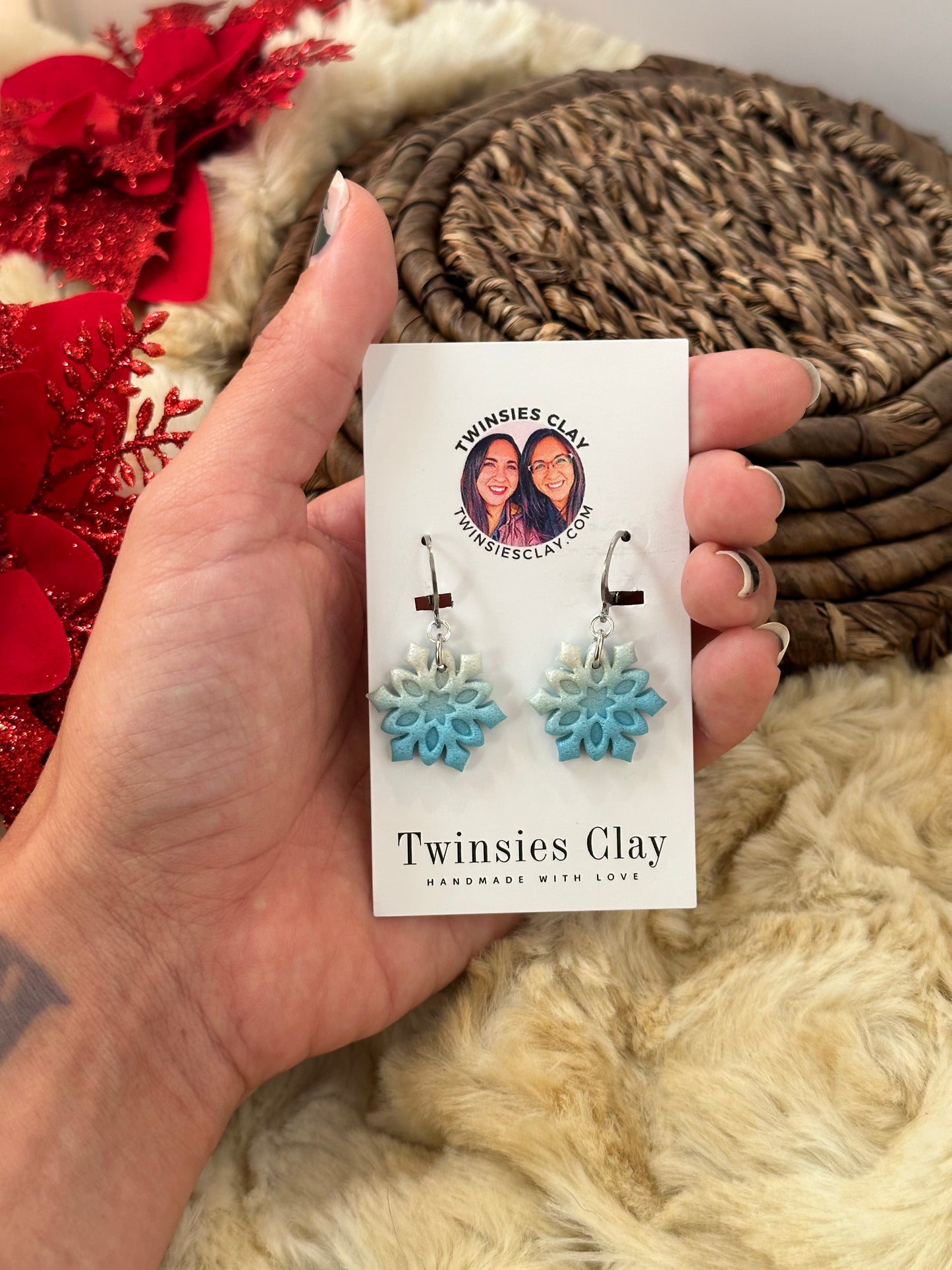 Blue Snowflake Earrings