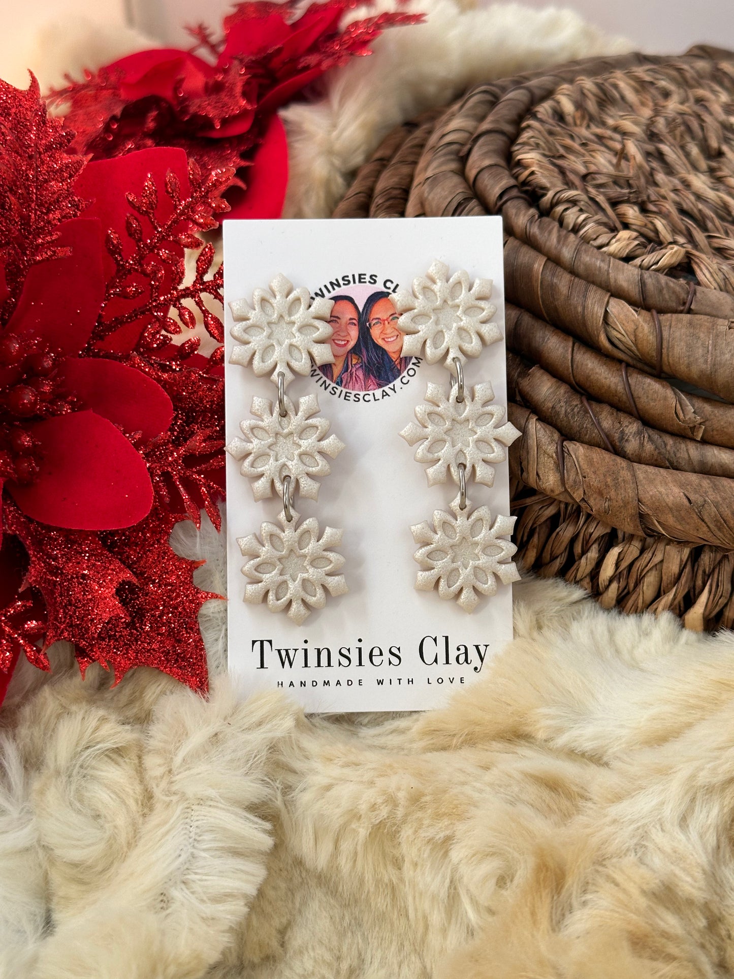 Triple Snowflake Earrings