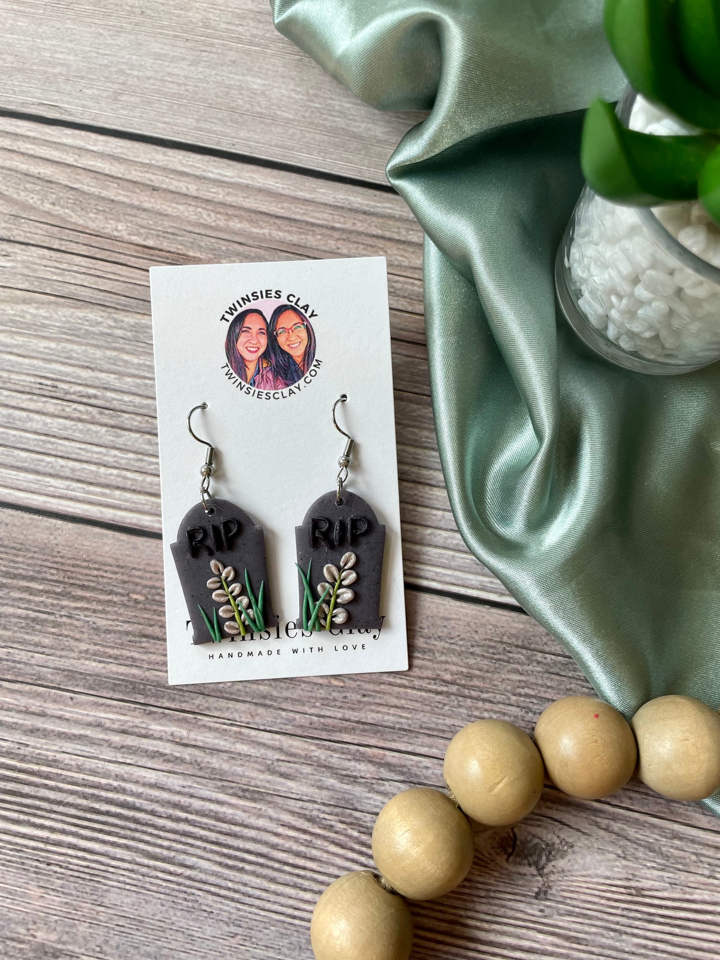RIP Tombstone Halloween Dangle Earrings
