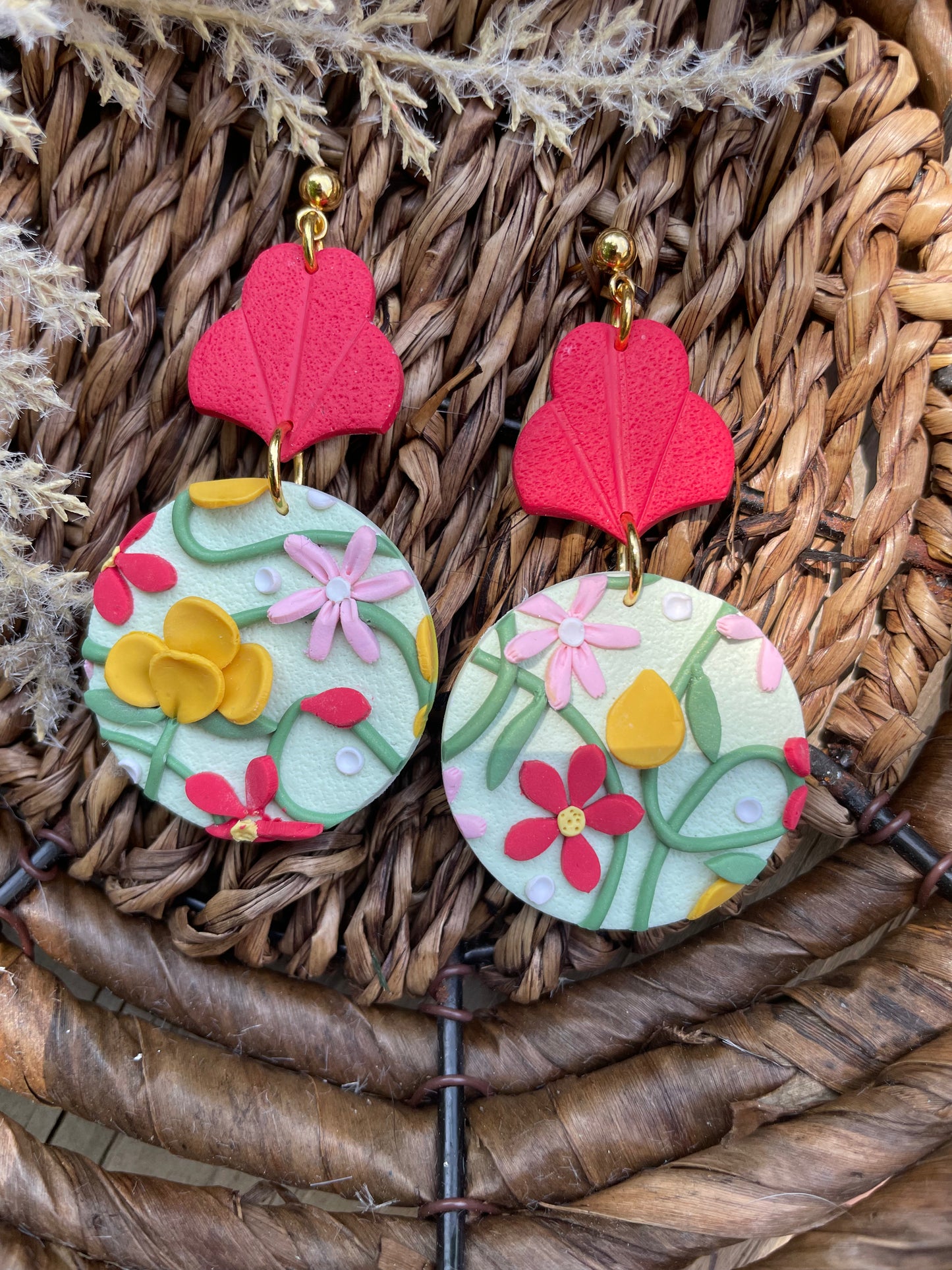 Embossed Red Floral Circles