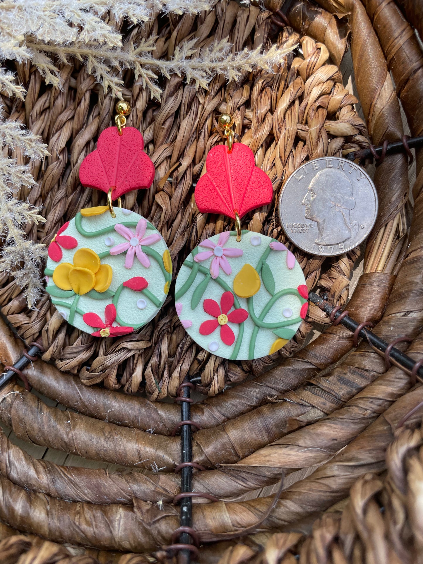 Embossed Red Floral Circles
