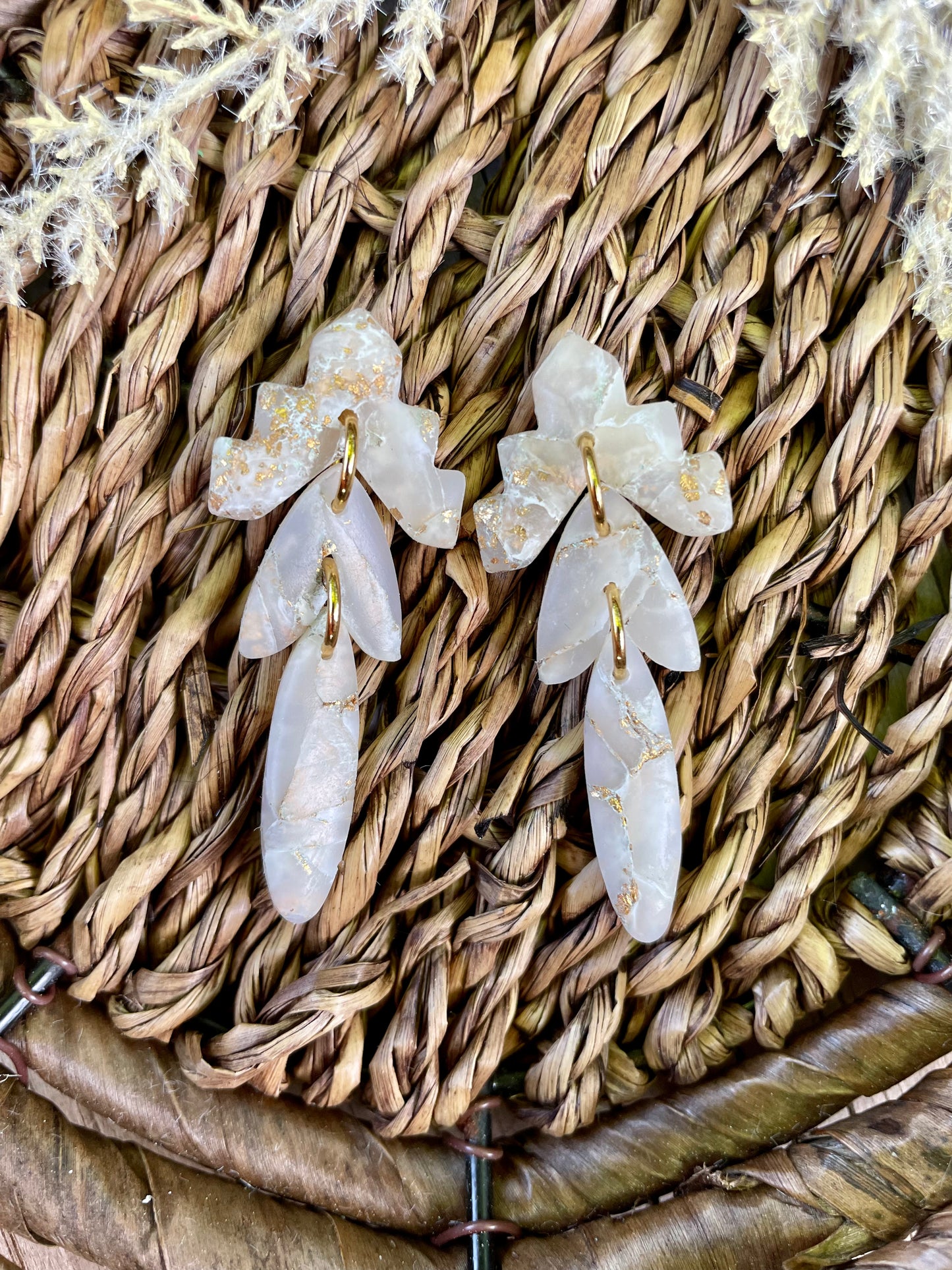 White Faux Marble Teardrop Earring