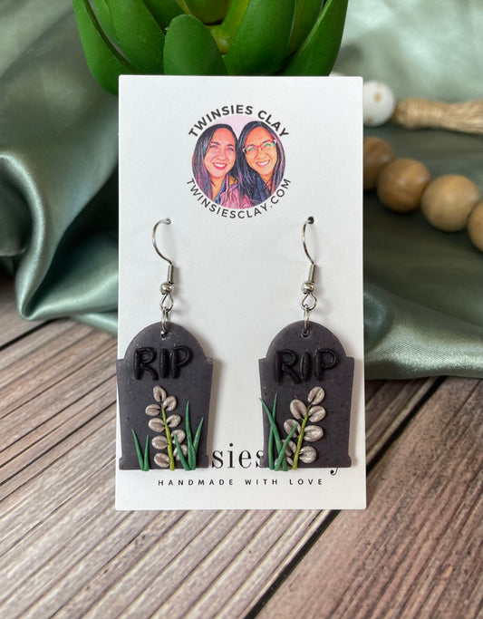 RIP Tombstone Halloween Dangle Earrings